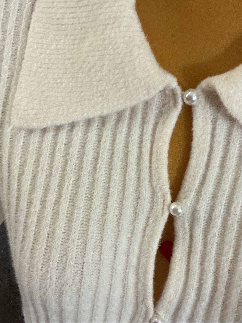Jessica Simpson Cream Ribbed Short-Sleeve Button-Up Cardigan - Picture 2 of 4